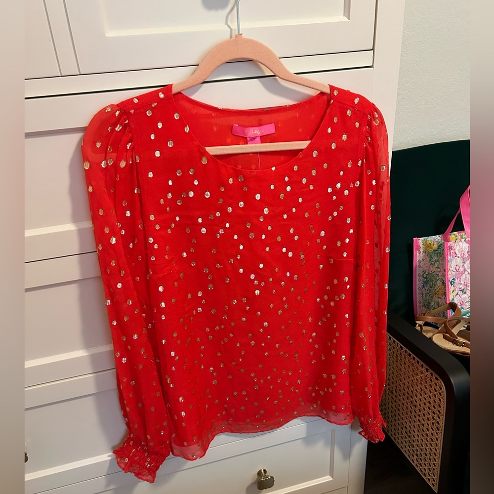 Lilly Pulitzer orange and gold blouse NWT